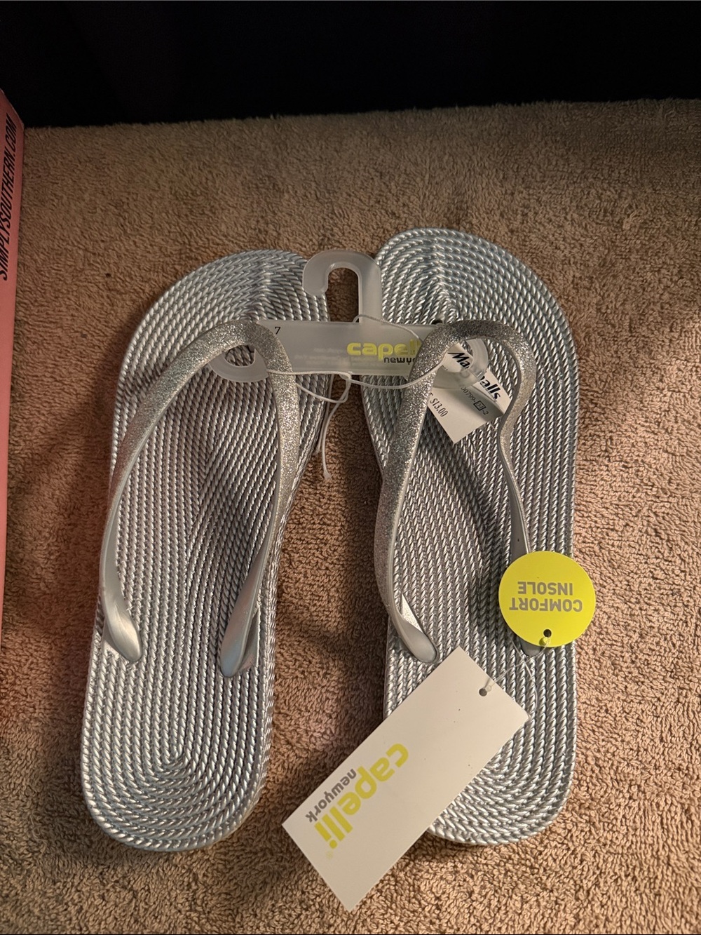 Capelli of New York Silver Women's Braided Flip Flop Sandals